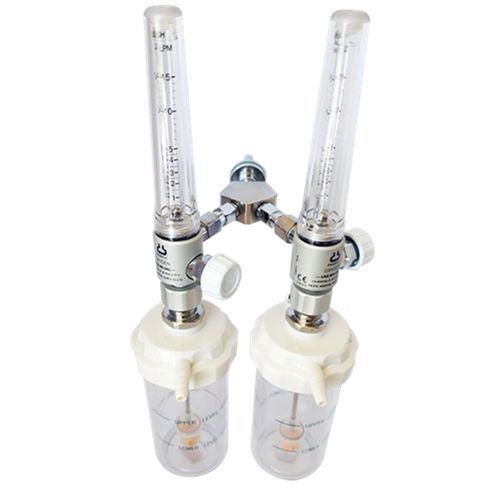 PAHSCO Twin Flowmeter Oksigen 0 -15 LPM FULL SET with Reusable Humidifier 135 ML and Adapter - Image 1