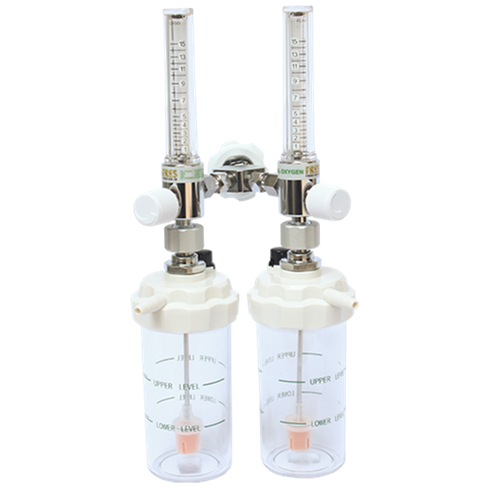 FRES TWIN FLOWMETER OKSIGEN 0 - 15 LPM FULL SET HUMIDIFIER 135 ML - Image 1