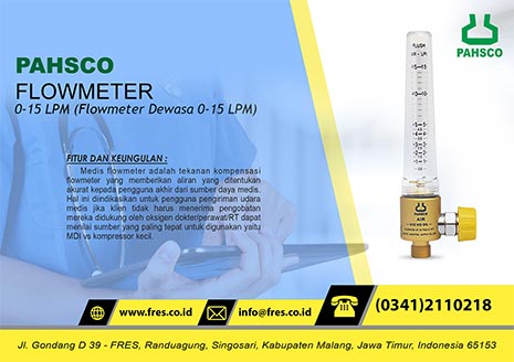 PAHSCO FLOWMETER OKSIGEN COMPRESSED AIR 0-15 LPM (DEWASA)