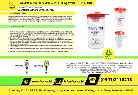 PAHSCO Reusable Vacuum (Suction) Collection Bottle 1500ML