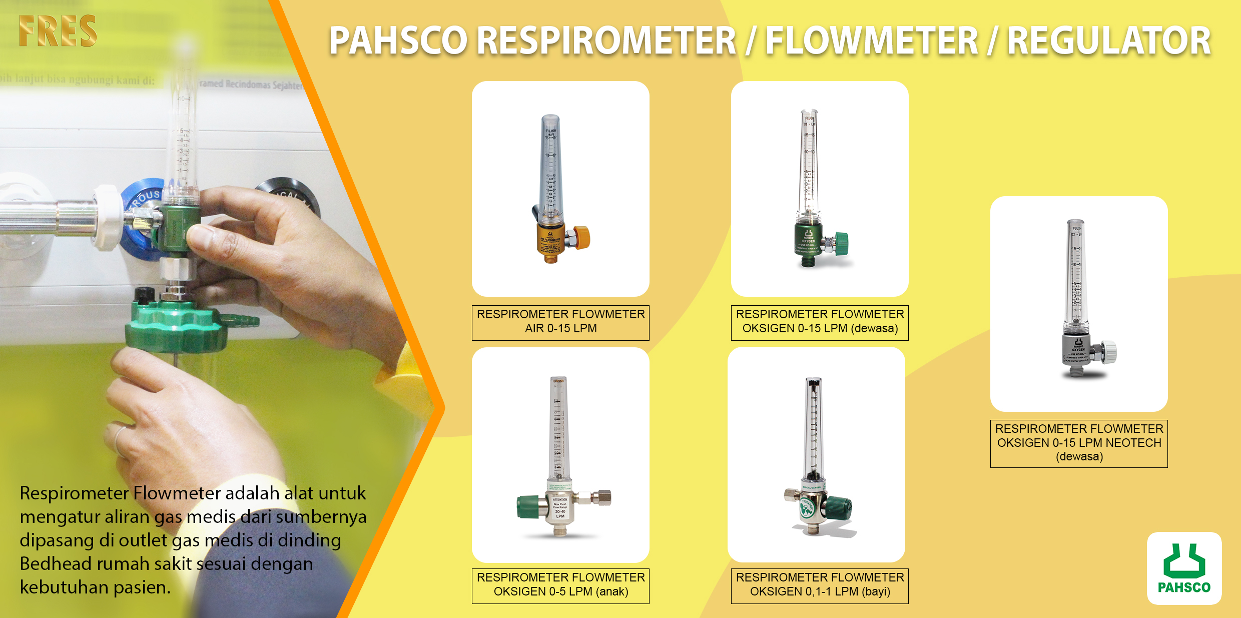 Flowmeter Oksigen 0-15 Lpm (Dewasa) / Flowmeter Gas Medis / Respirometer / Regulator Oksigen